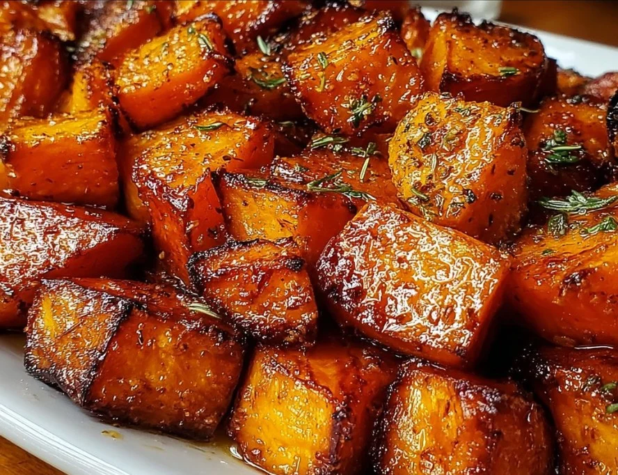 Honing geroosterde zoete aardappelen gerechten