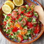 Heerlijke bulgursalade met verse groenten en kruiden, ideaal als bijgerecht.