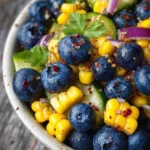 Salade met blauwe bessen en mais, een gezonde en smaakvolle maaltijd.