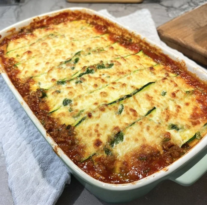 Courgette lasagne met gehakt, ricotta en spinazie, een gezonde maaltijd