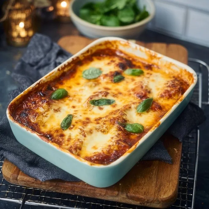 Kleurijke geroosterde groenten met gesmolten kaas op een schotel