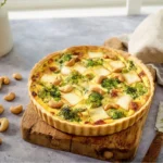 Heerlijke broccoliquiche met brie, champignons en cashewnoten