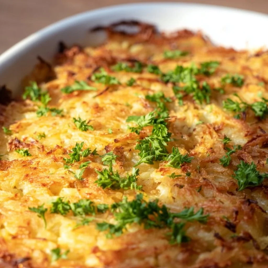 Aardappel Rosti Ovenschotel met Gehakt, een smakelijk en eenvoudig recept.