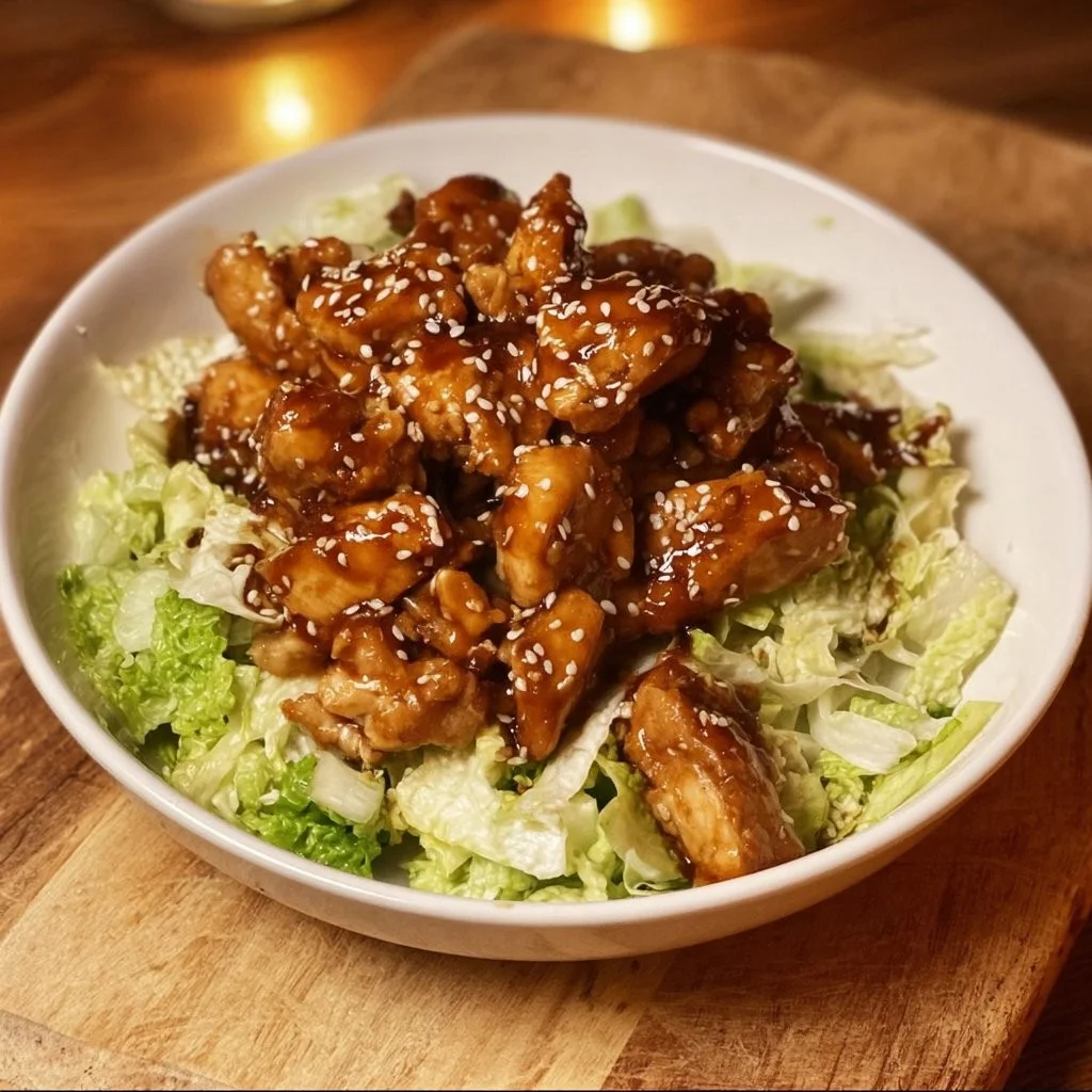 Recept voor Andijvie Stamppot met Kip Ketjap op een bord.