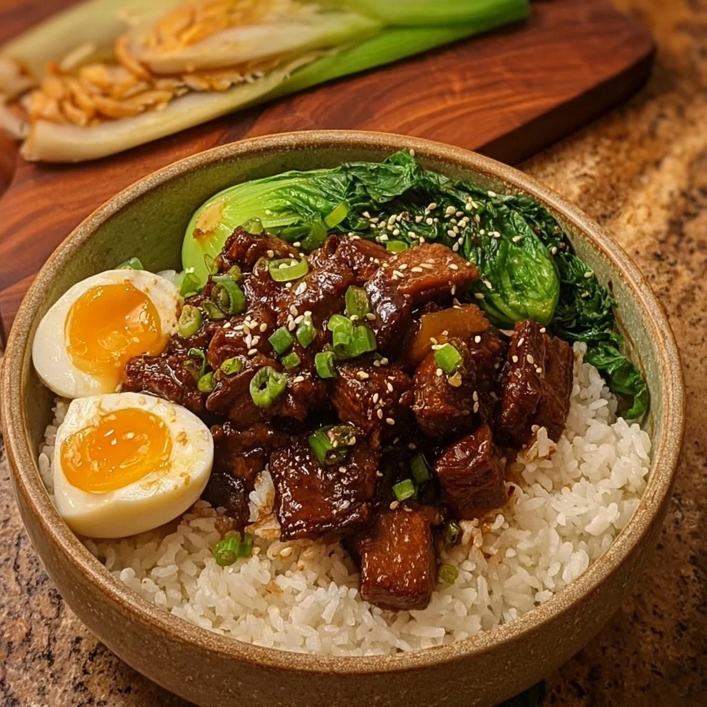 Lu Rou Fan - Taiwanese buikspek gerecht op een bord