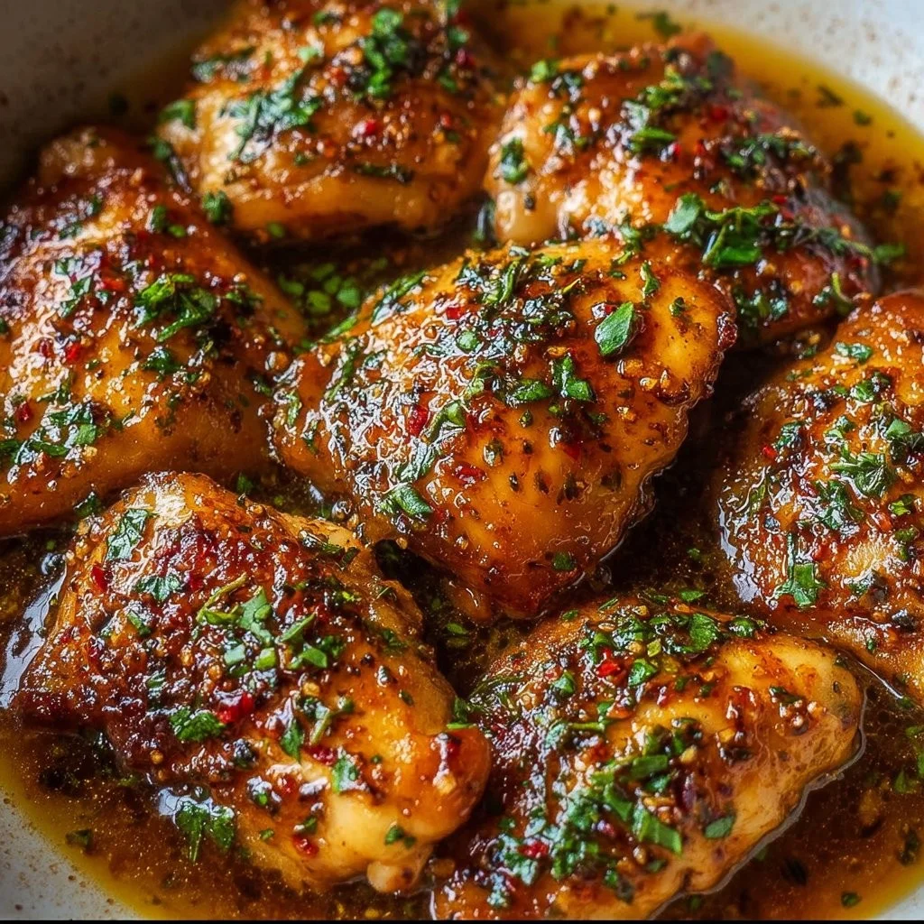 Bruine Suiker Knoflookkip met een smakelijke glans en kruiden.