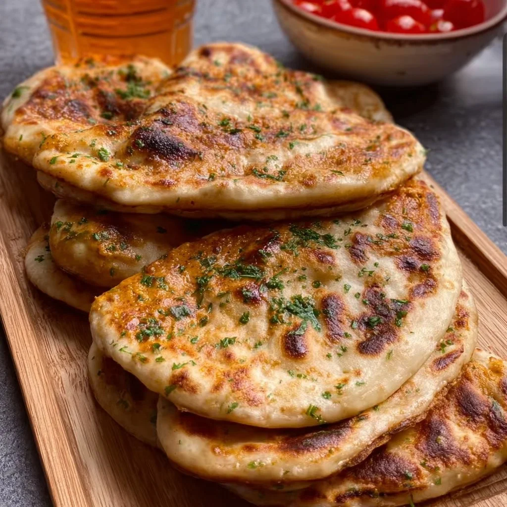 Flatbread met boterkip - een smakelijk en eenvoudig gerecht.