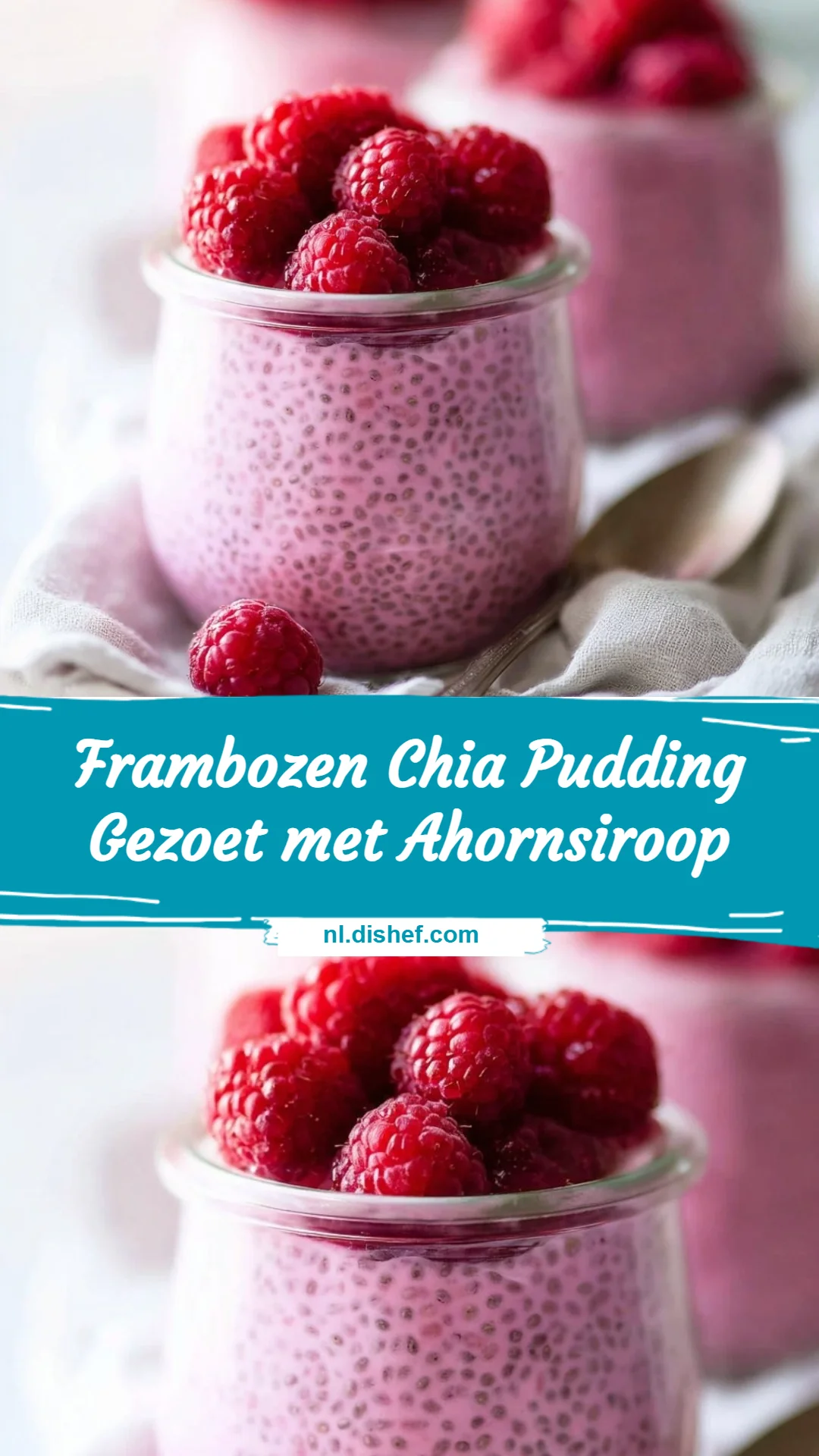 Frambozen Chia Pudding Gezoet met Ahornsiroop
