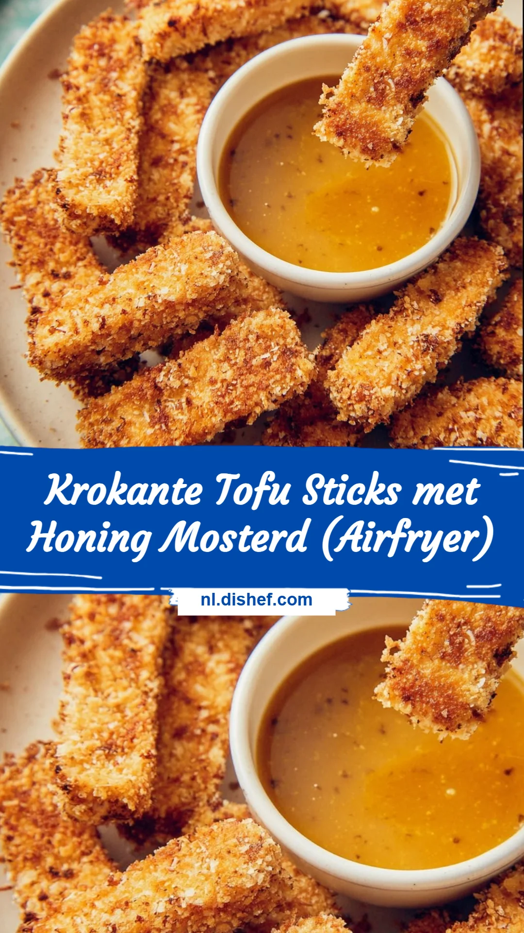 Krokante Tofu Sticks met Honing Mosterd (Airfryer)