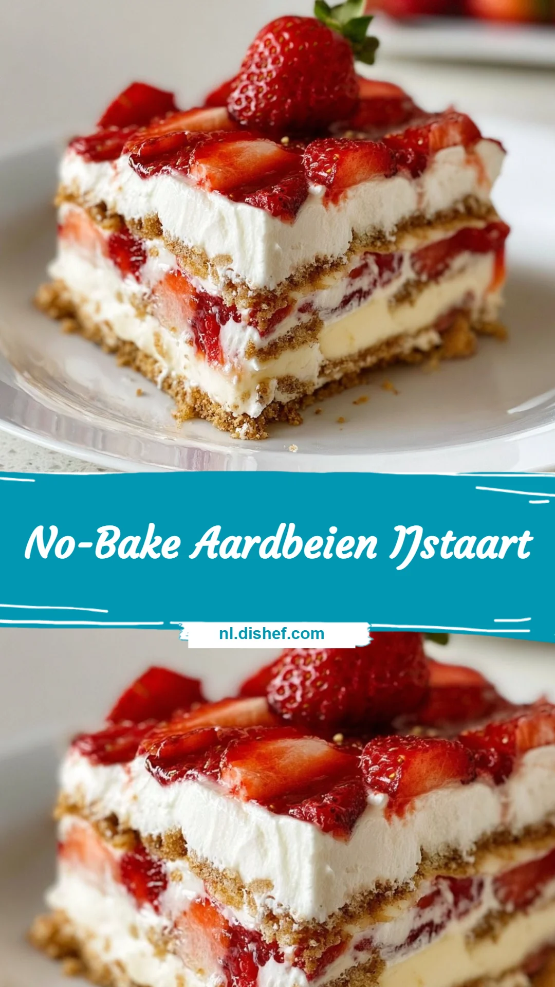 No-Bake Aardbeien IJstaart