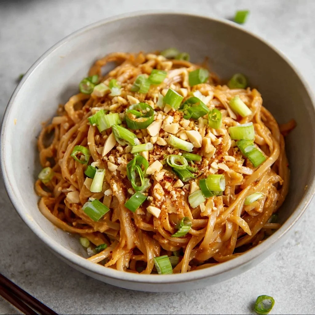 Pittige Pindakaasnoedels recept met smaakvolle ingrediënten.