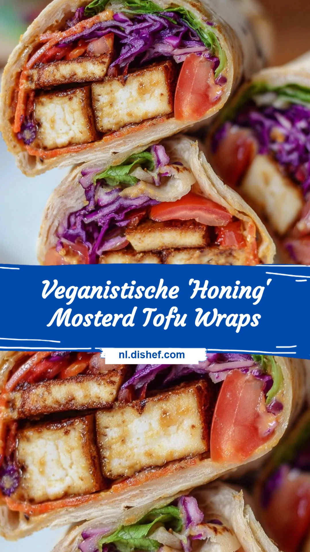 Veganistische 'Honing' Mosterd Tofu Wraps