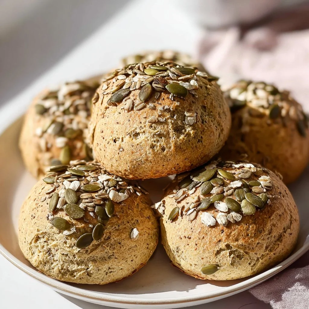 Drie ingrediënten Quinoa Broodrolletjes op een bord