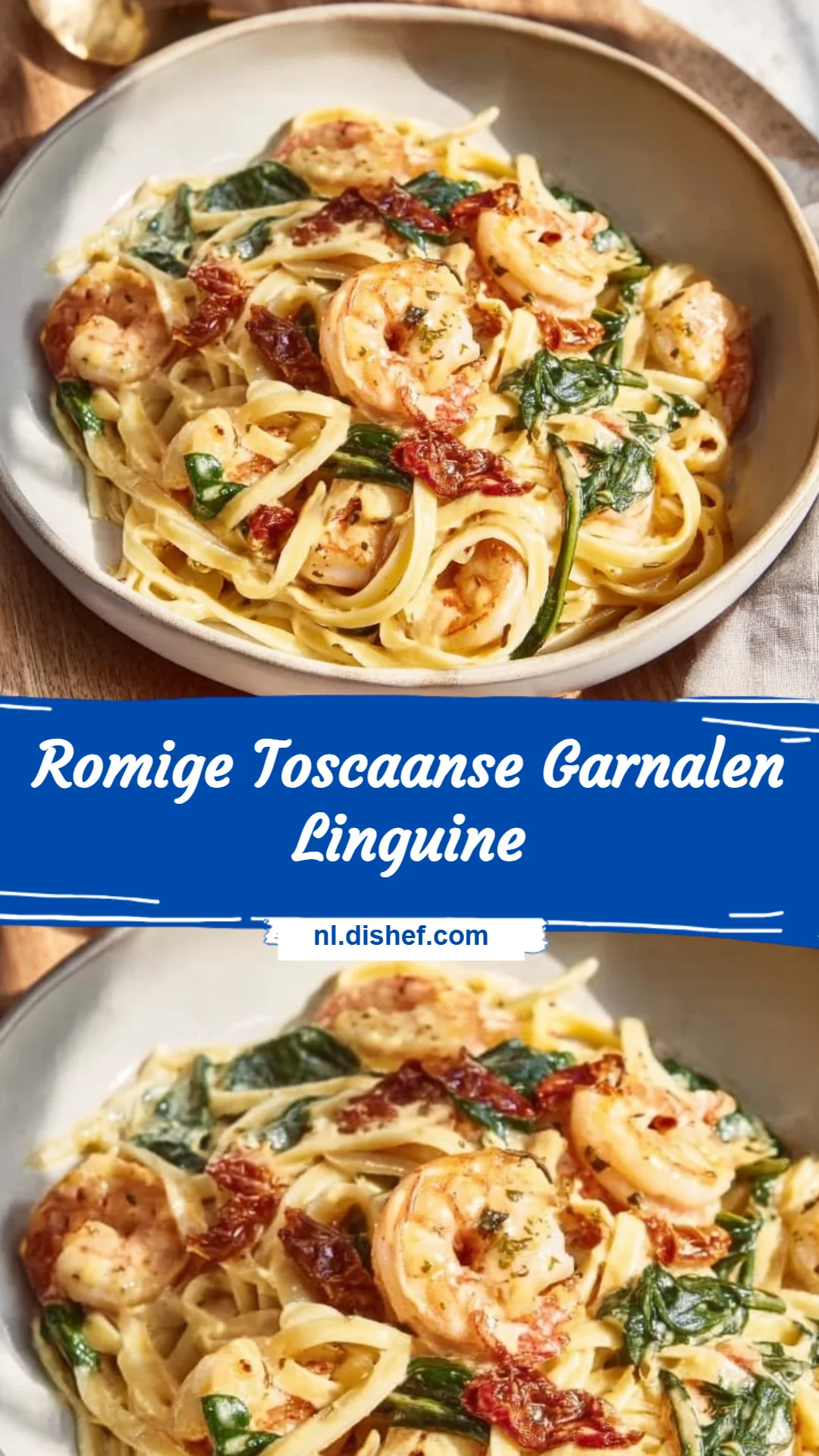 Romige Toscaanse Garnalen Linguine